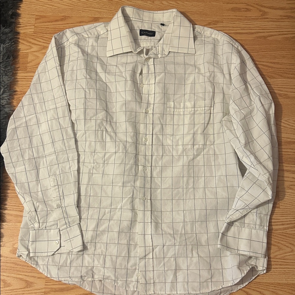 Canali white button up shirt size 47 with an 18.5 neck